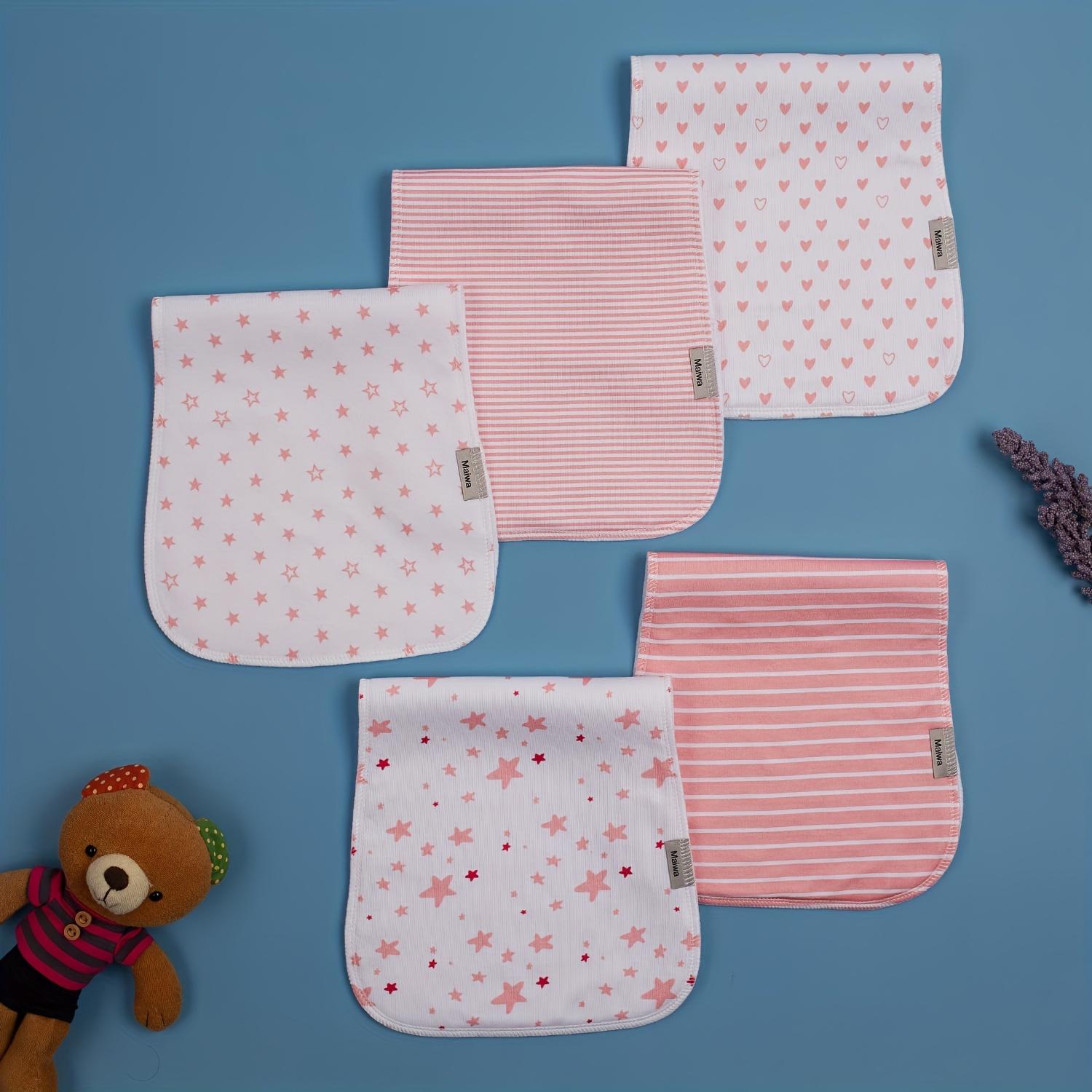 5 Pack Four-Layer Muslin Baby Burp & Feeding Cloths – Soft Absorbent Bibs & Towels for Boys & Girls, Breathable Newborn Nursing Cloths for Spit-Up & Drooling