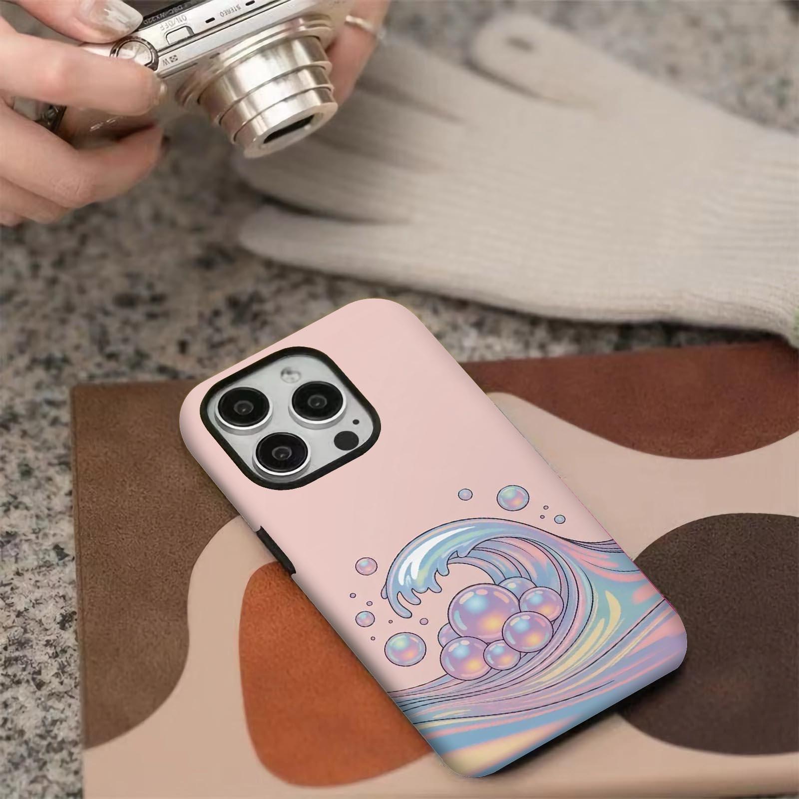 Wave, bubbles, pastel Soft And Hard Two-In-One Film Printed Full Pattern Case For IPhone 16 15 14 13 1211 Pro Max Plus Phone Case