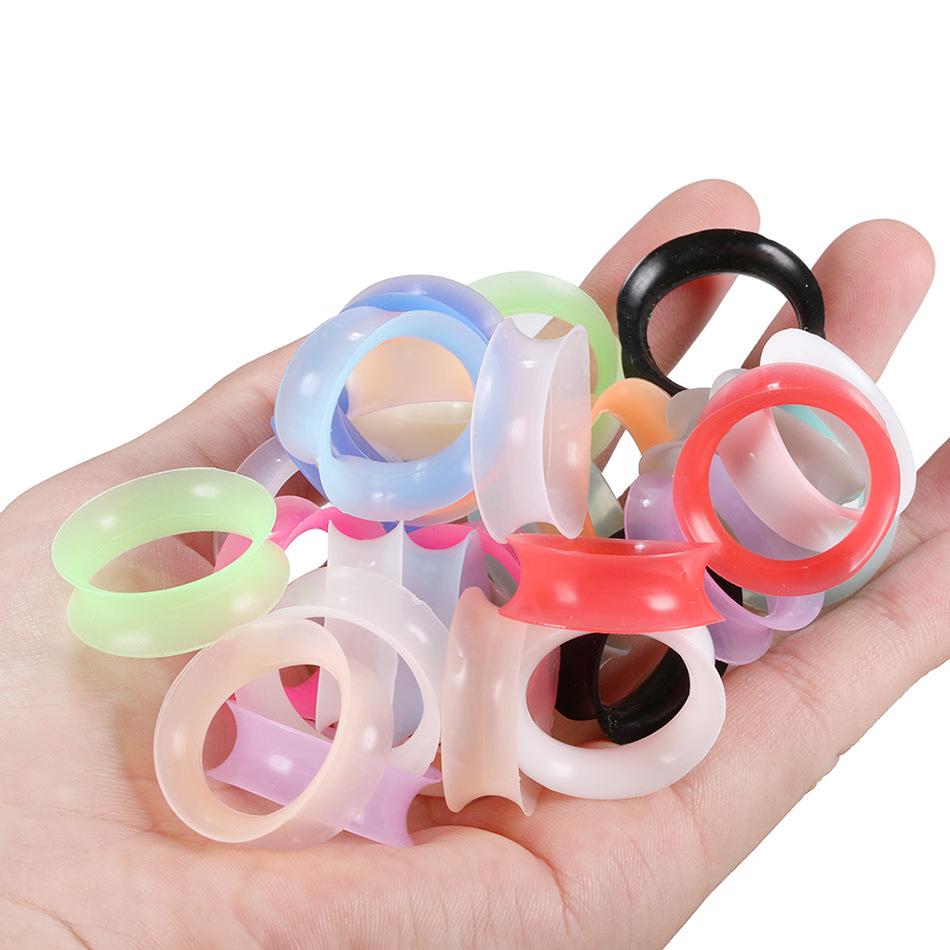 12 Pairs Silicone Ear Gauges, Double Flared Hollow Ear Plugs, Flexible Piercing Jewelry for Ears, Stretching Kit for Men Women