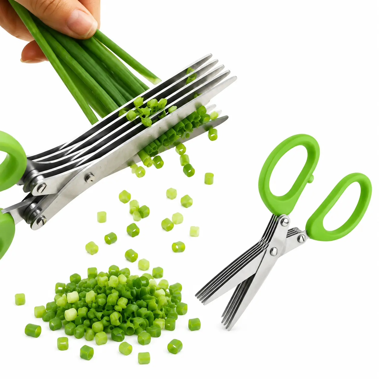 Stainless Steel Multi‑layers Kitchen Scissors, 1 Count Multifunctional Kitchen Scallion Cutter, Kitchen Gadgets for Home Dining Room Barbecue Kitchen Shears, Kitchenware Cutting-YY1