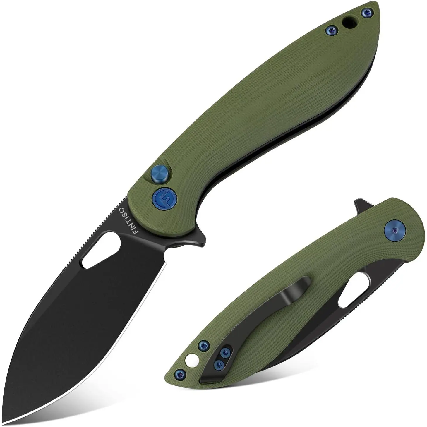 FINTISO Cobra Series Pocket Folding Knife, 3.1" 14C28N Blade with Button Lock, Carbon Fiber Handle EDC Tool for Camping, Survival, Ideal Gift for Men