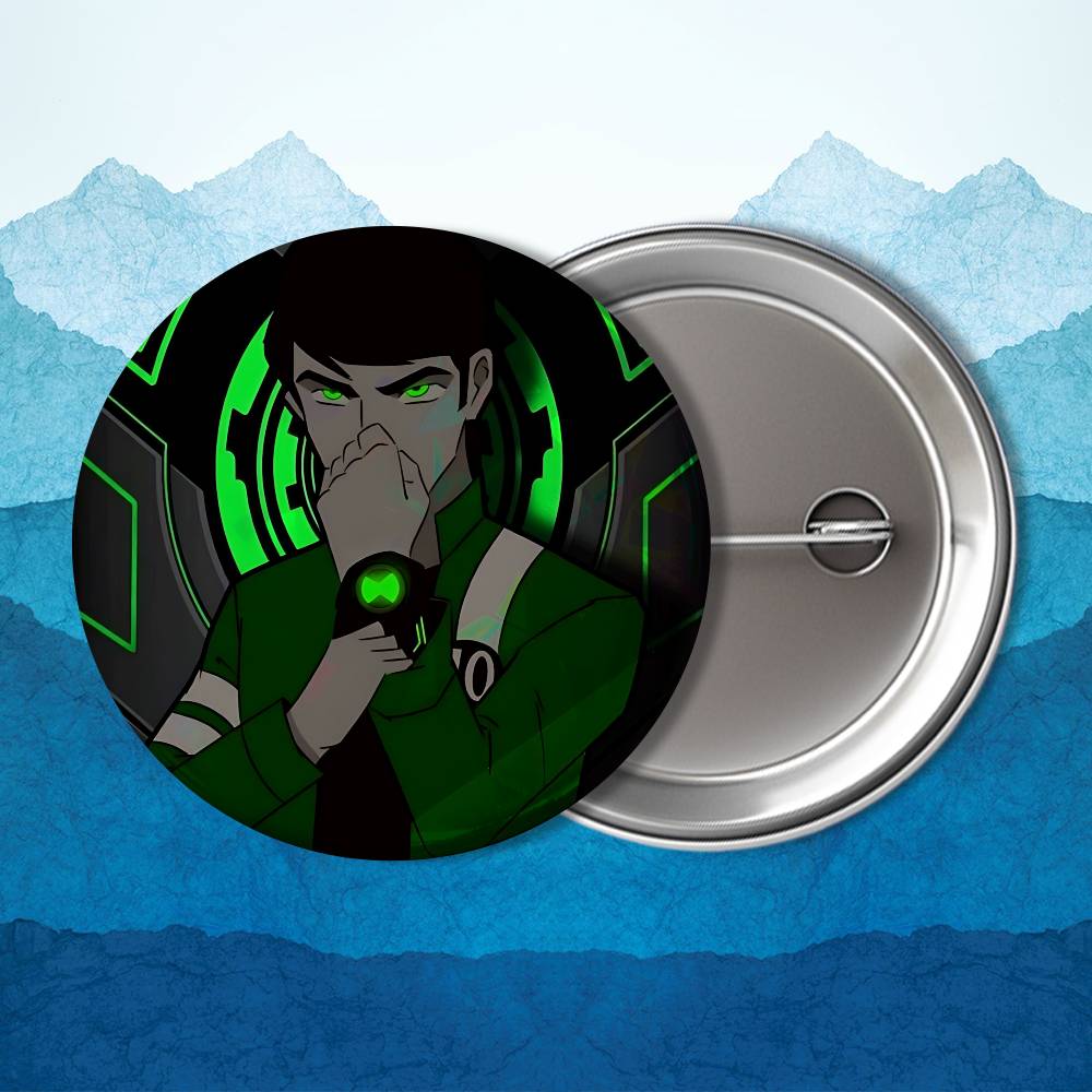 Art Alien Force B-Ben 10 Cool Round Exquisite Badge Brooches Creative Pins For Clothes Hat Backpack Gift Accessories