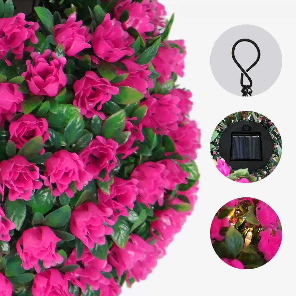 Solar Powered Hanging Light, Artificial Potted Plant Ball Shaped Hanging Light, Outdoor Garden Decoration Light for Outdoor Yard Lawn Holiday Decoration, Garden Decor Lights