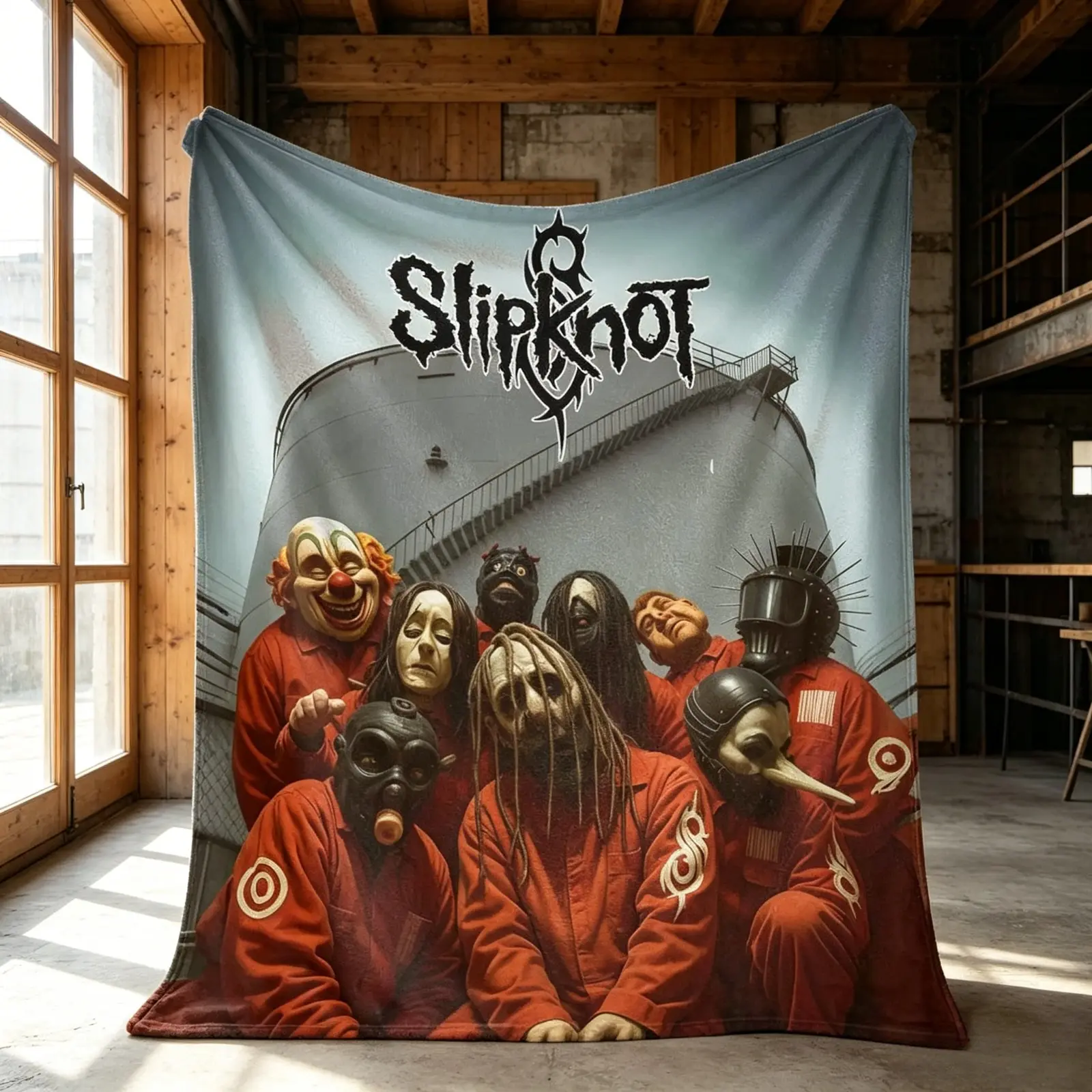 Slipknot Band Flannel Blanket Masked Band Portrait Print Soft Cozy Lightweight AC Throw Blanket Kids Adults Sofa Bed Bedroom Living Room Office Travel Camping Movie Night Home Decor Gift Birthday Christmas Viral Metal Music Fan Blanket