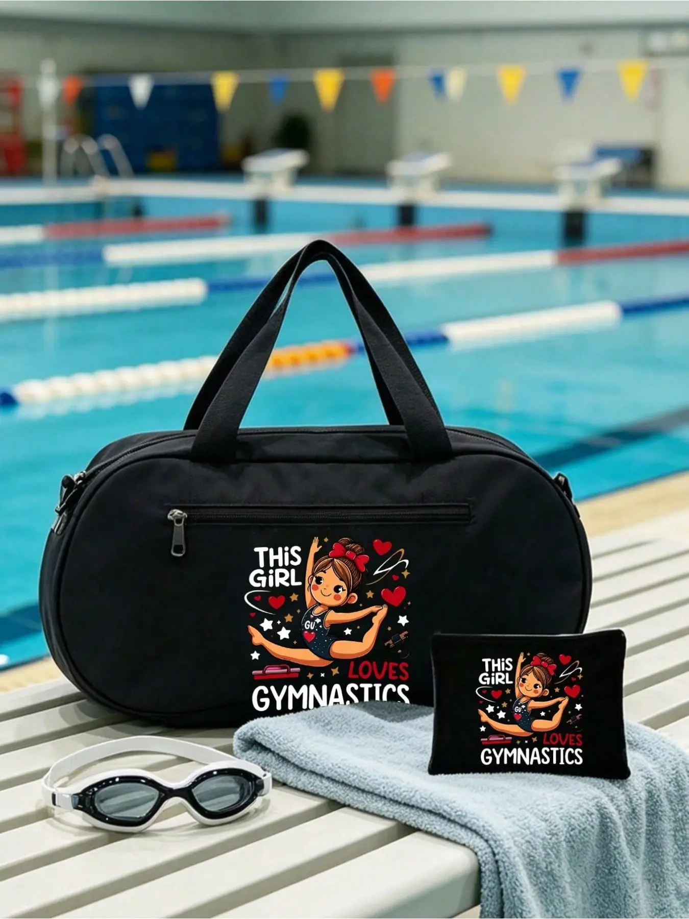 Gym Travel Bag for Girls Who Love Gymnastics, Dry Wet Separated Training Bag, Large Capacity Portable Fitness Luggage, Ideal for Sports and Travel