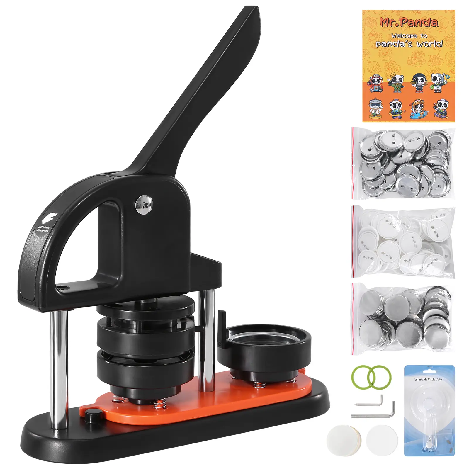 Plastic Button Maker Machine - Crafting DIY Tool with 100pcs Button Parts, Ergonomic Arc Handle, All-Inclusive Accessory Set for Home Craft Projects