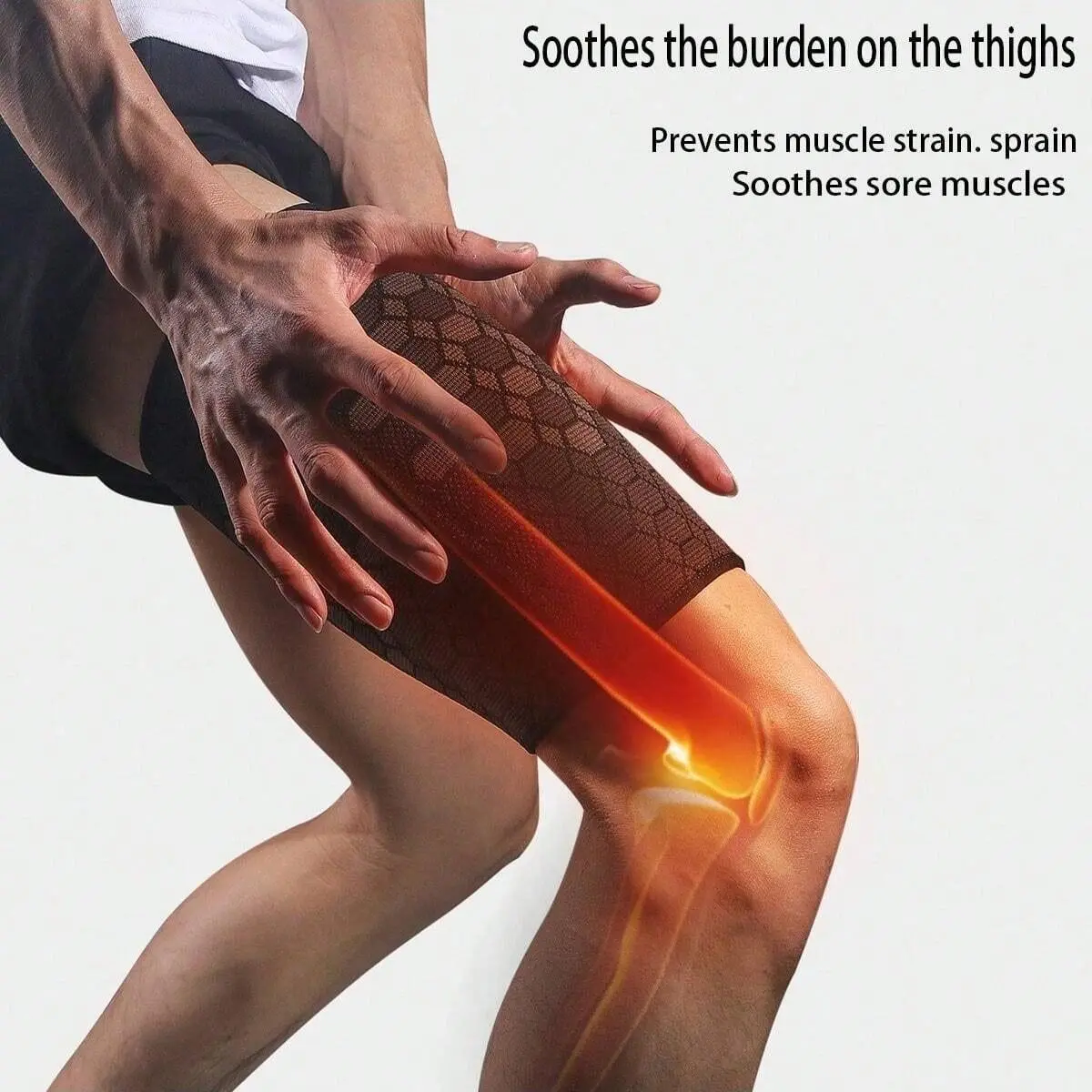 High Elastic Knitted Nylon Sports Thigh Protector, Cycling Basketball Soccer Injury Prevention, Muscle Strain Guard, 1pc
