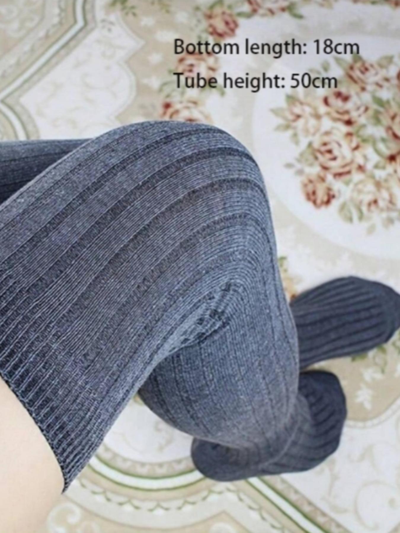 Women's Solid Color Over The Knee Socks, Casual Comfy Warm Knit Style Thigh High Socks for Fall & Winter, Women's Socks for Daily Wear