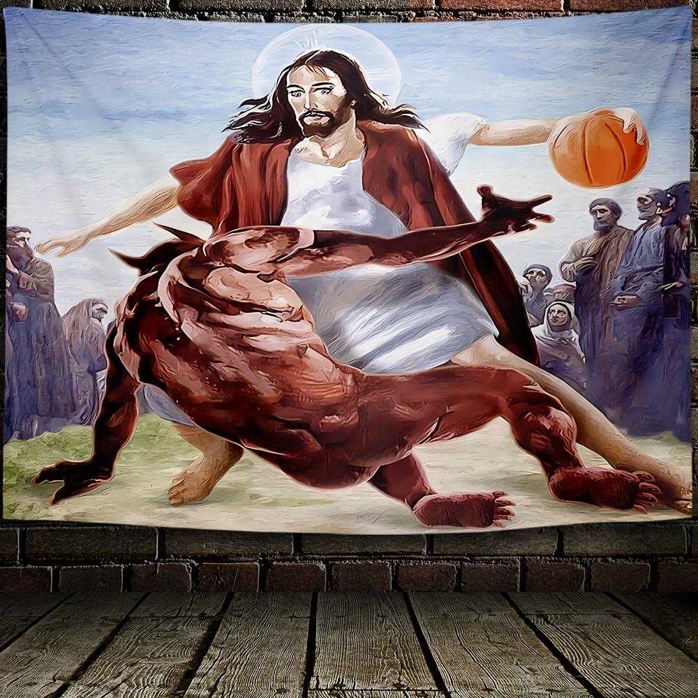 Basketball Tapestry Funny Wall Hanging Decorative Polyester Tapestry for Living Room Bedroom Office Home Room Party Decoration