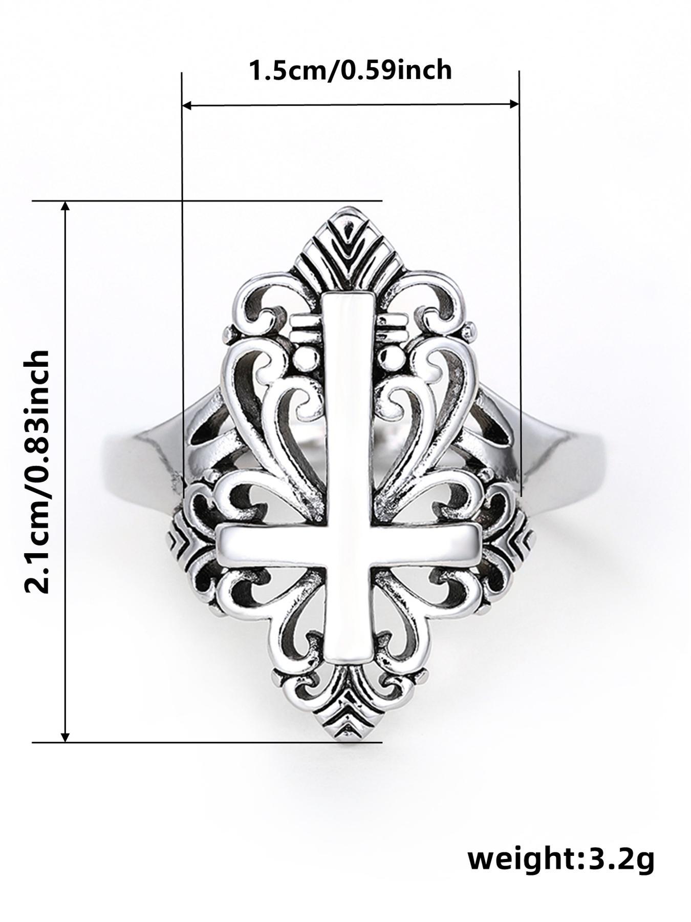 Vintage Style Hollow Cross Design Ring, Fashion Copper Jewelry for Women and Girls, Casual All-match Accessories for Party, Daily Clothing Decoration, Acquired Style Ring