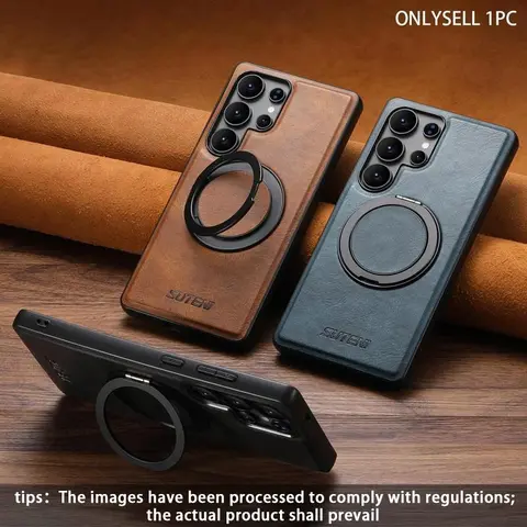 Premium Leather Texture Belt 360° Rotating Car Magnetic Holder Anti-Drop Phone Case for Samsung Galaxy S26 Ultra S25 Ultra S24 Ultra S23 Ultra S22 Ultra