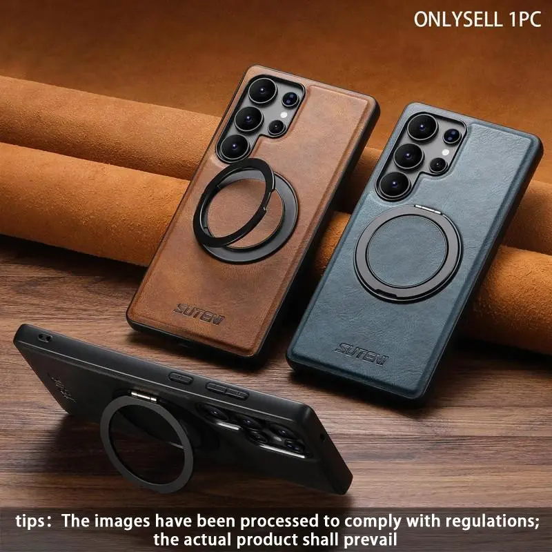 Premium Leather Texture Belt 360° Rotating Car Magnetic Holder Anti-Drop Phone Case for Samsung Galaxy S26 Ultra S25 Ultra S24 Ultra S23 Ultra S22 Ultra