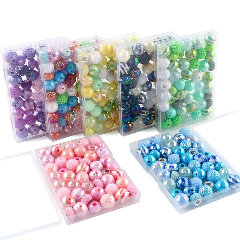 45pcs Acrylic Beads Box Set, Striped Cracked Grid Rose Pearl Spacers, DIY Jewelry Making Supplies for Bracelets & Keychains, DIY Mix Beads