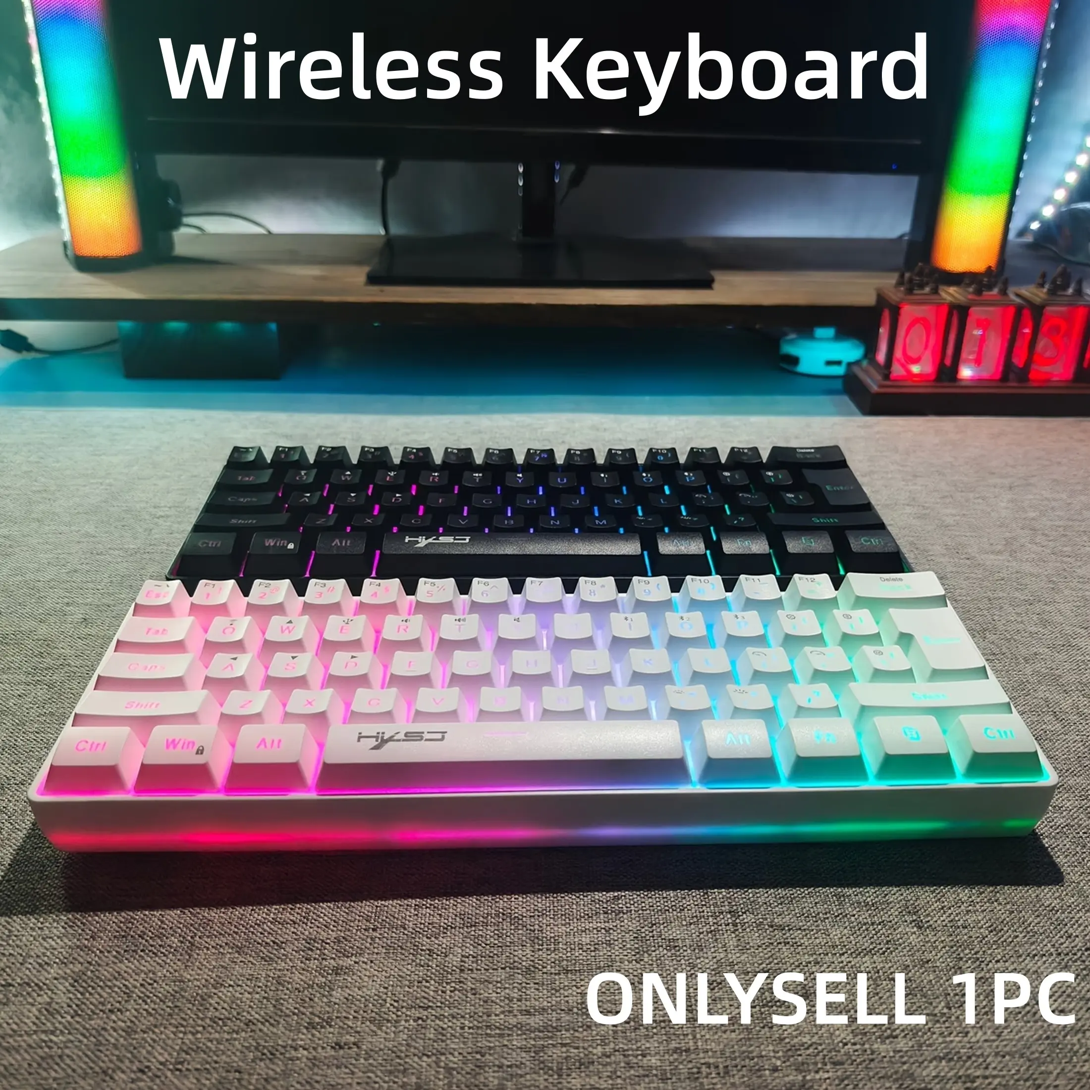 Wireless Gaming Keyboard, Triple Mode BT5.0/2.4G/USB-C Wired, RGB Backlit Ultra Compact 61 Keys Keyboard, Ergonomic Waterproof Mini Keyboard for Windows, Mac, iPad, Xbox
