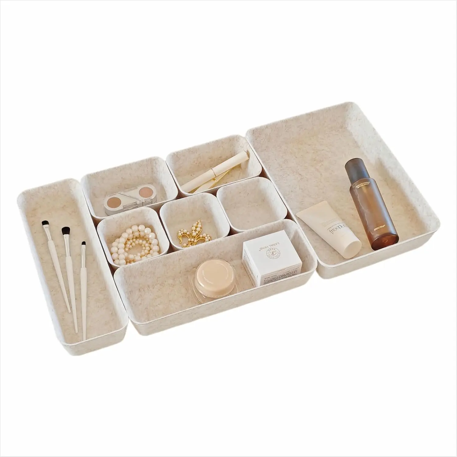 8- Felt Desk Drawer Organizer Tray Set in 4-Sizes, Oatmeal