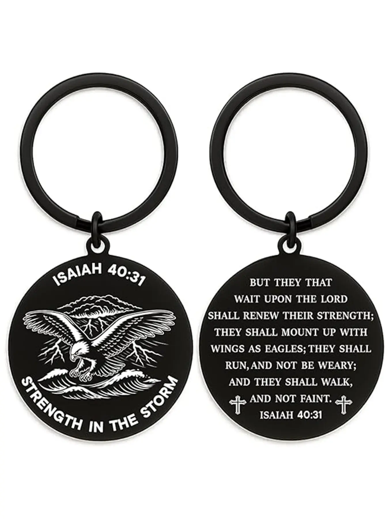 Matte Eagle Keychain, Christian Round Keychain, Inspirational Gift for Christians, Suitable for Church, Workplace, Travel, Birthday
