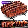1pc Stainless Steel BBQ Rib Rack, Portable Grilling Tool, BBQ Tools for Outdoor BBQ and Smokers, Holds 4 Full Racks of Ribs, No Battery Required #GLOBAL PICKS