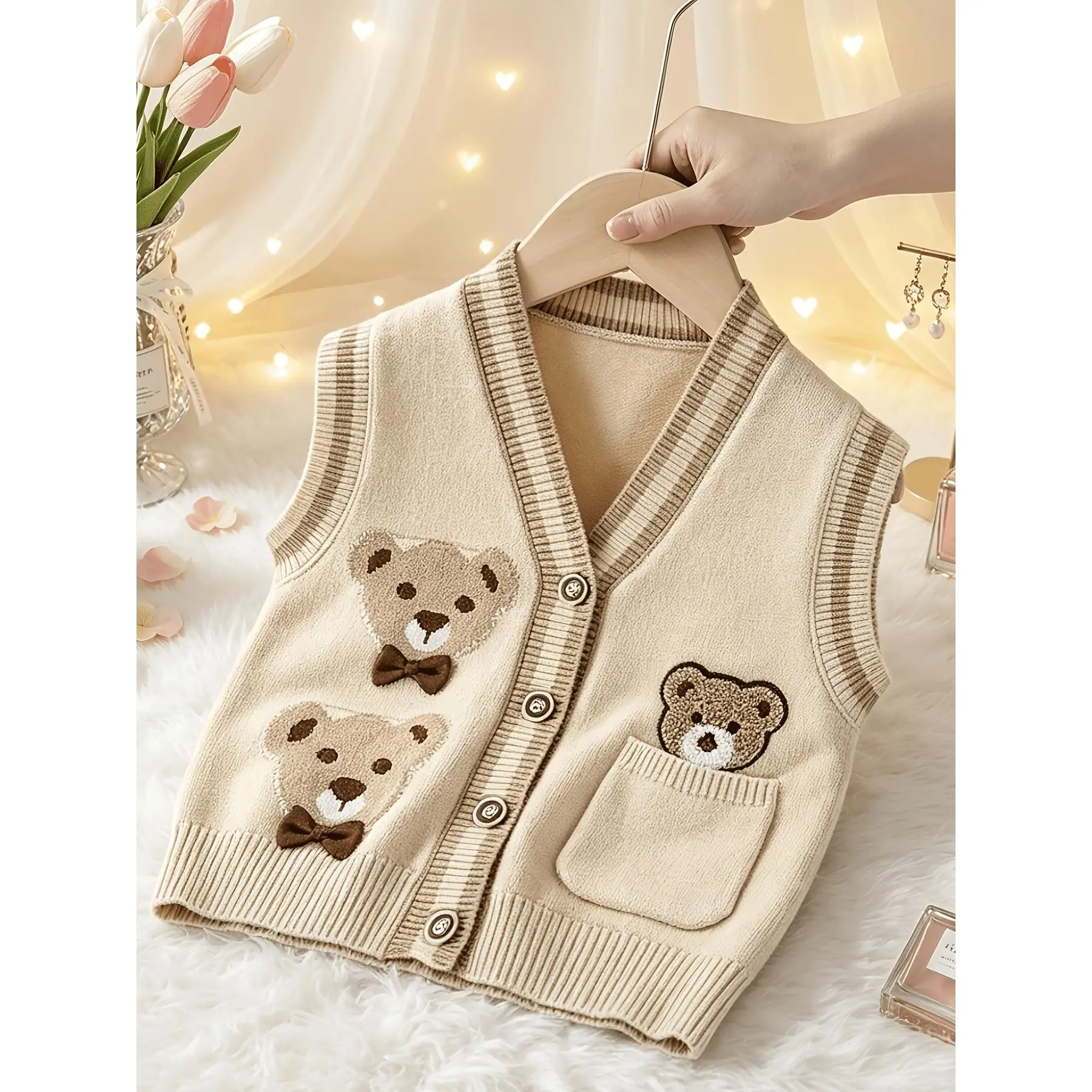 Kids Knitted Vest Spring Autumn, Unisex Baby Outerwear Sweater Vest, Toddler Preppy Style Casual Waistcoat