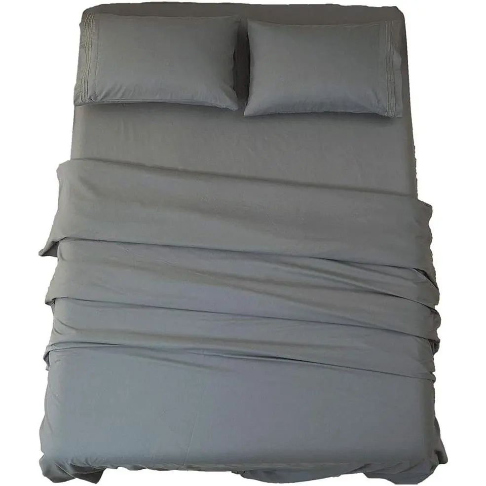 1800 Series Bed Sheet Set 16-Inch Deep Pocket Queen Sheets | Super Soft Microfiber Luxury Egyptian Sheets Wrinkle and Hypoallergenic-4 Piece,Dark Grey
