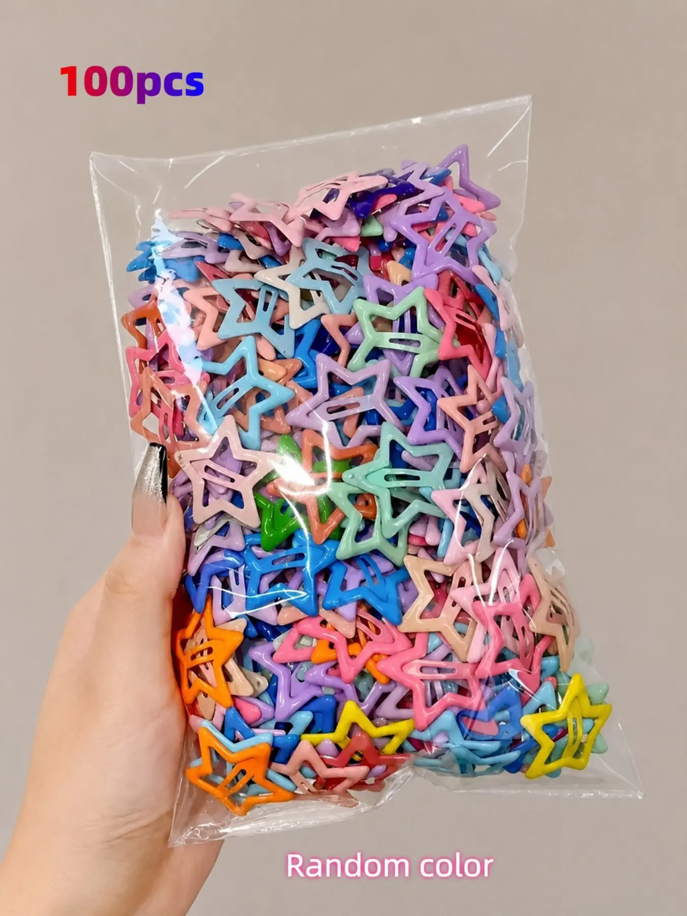 100 Candy Color Star Hair Clips, 2000s Y2K Style Non-Slip Metal Accessories, Women Street Fashion Spring Hair Pins, Trendy Hair Styling Tools