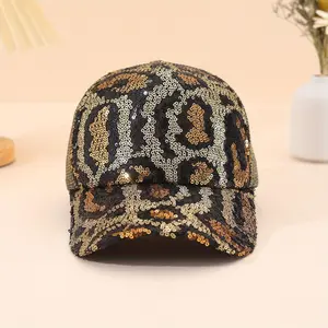 Leopard Print Hat 's Baseball Cap Fashion Sequin Sunshade Hat Unisex Spring/Summer Trendy Suitable for men and women.