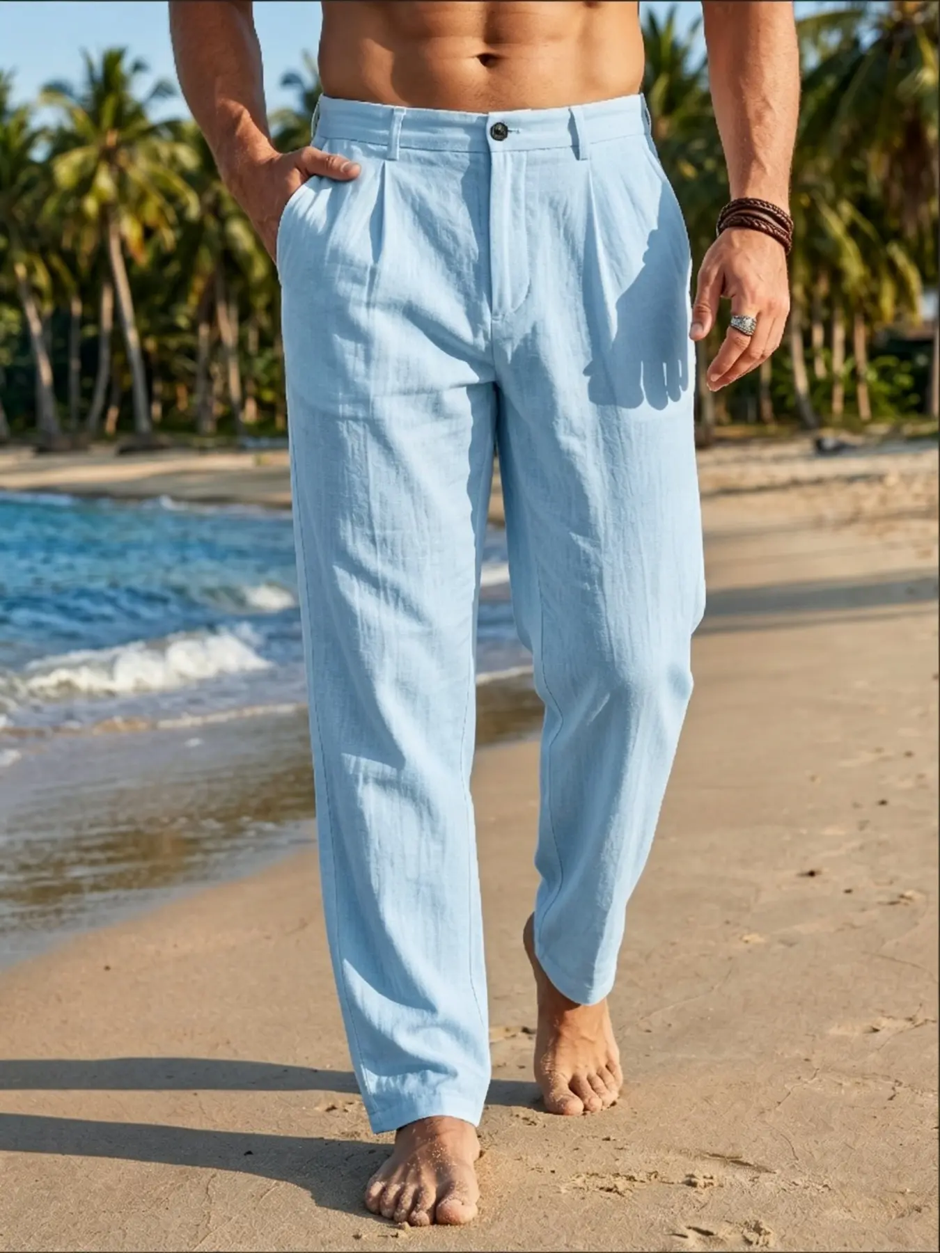 Men's Linen Gurkha Trousers, Neapolitan Loose Straight-leg Pants, Versatile for Business Commute, Daily Casual & Smart Casual Occasions