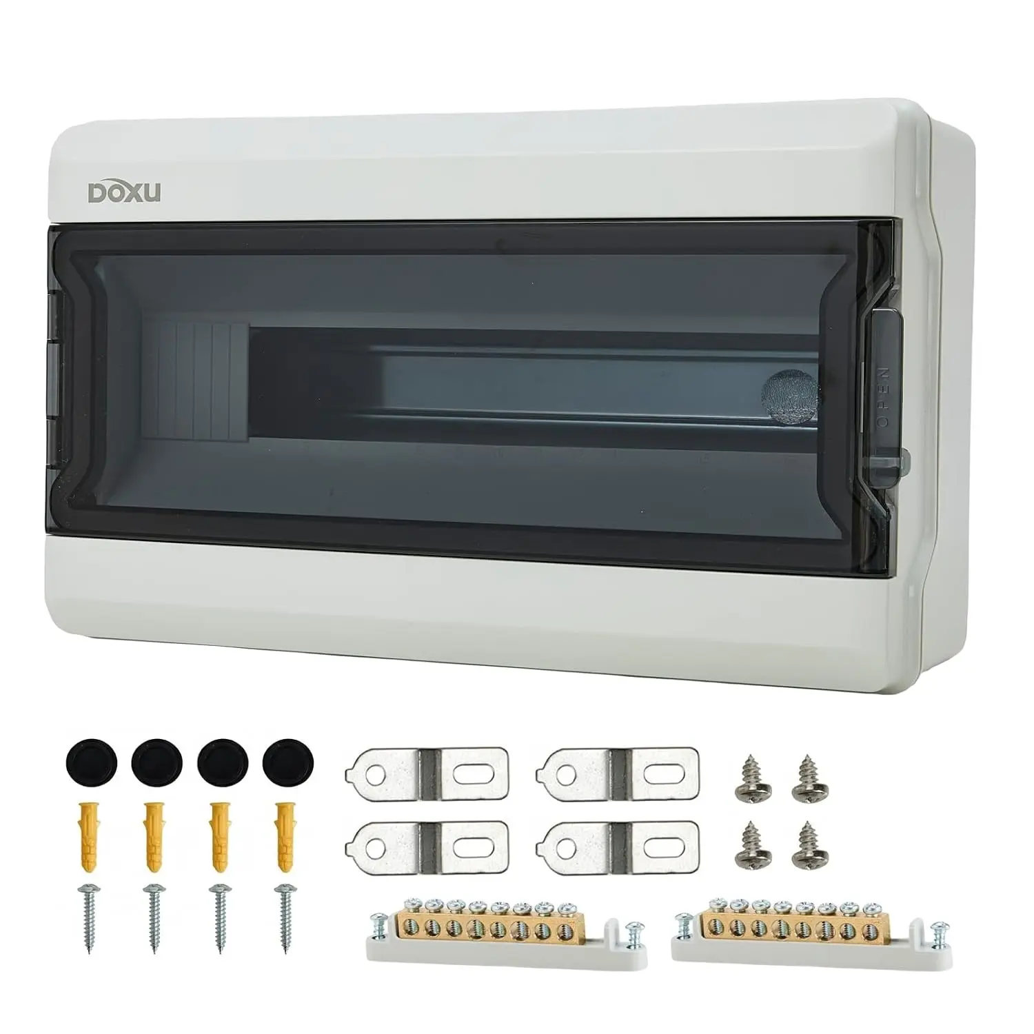 IP66 Waterproof Distribution Protection Box, PC Circuit Breaker Box with DIN Rail & Clear Cover, Indoor/Outdoor Circuit Breaker Panel (18-15.8x9x4.7 INCH)
