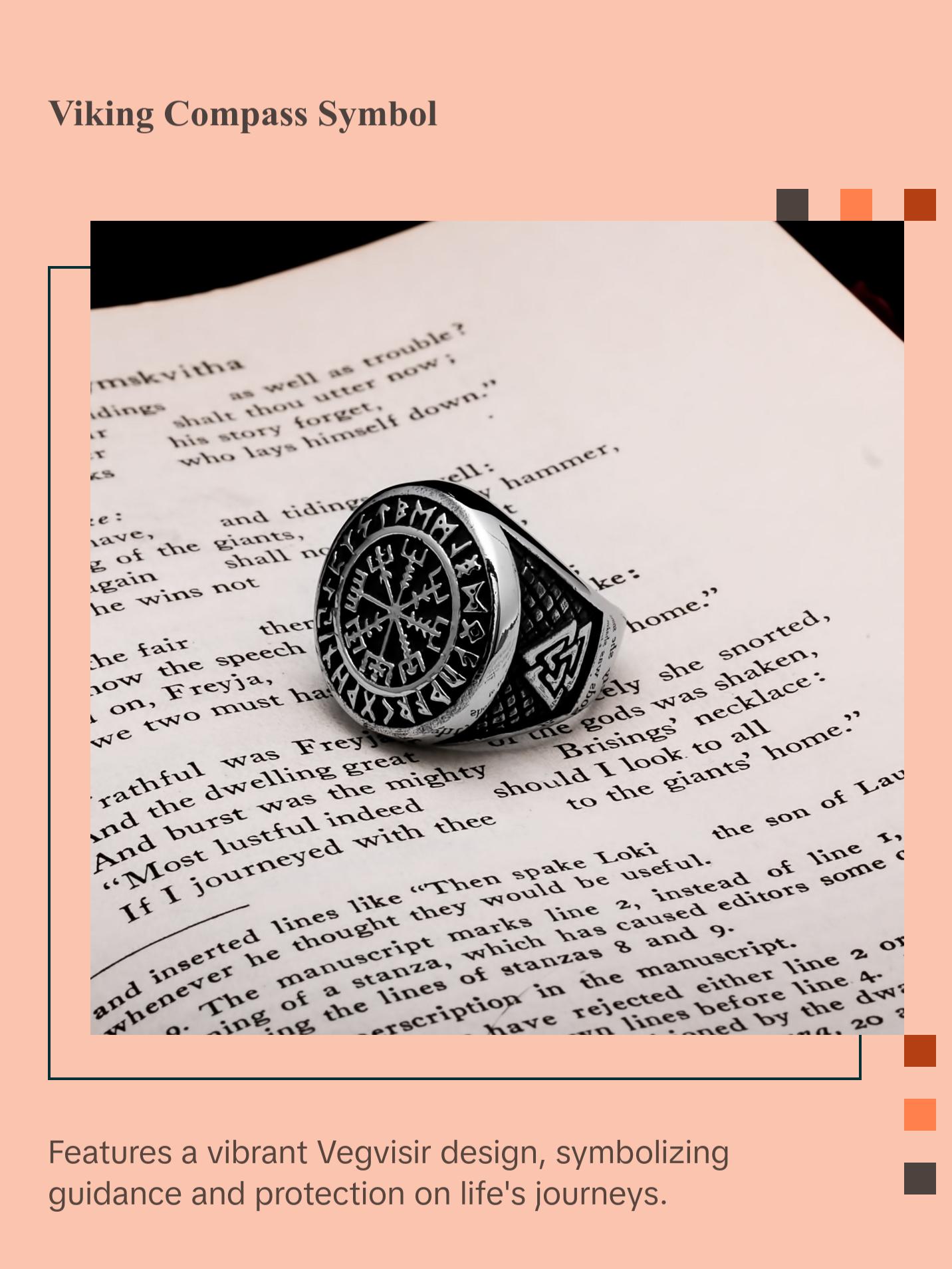 Viking Vegvisir Rune Ring 316L Stainless Steel