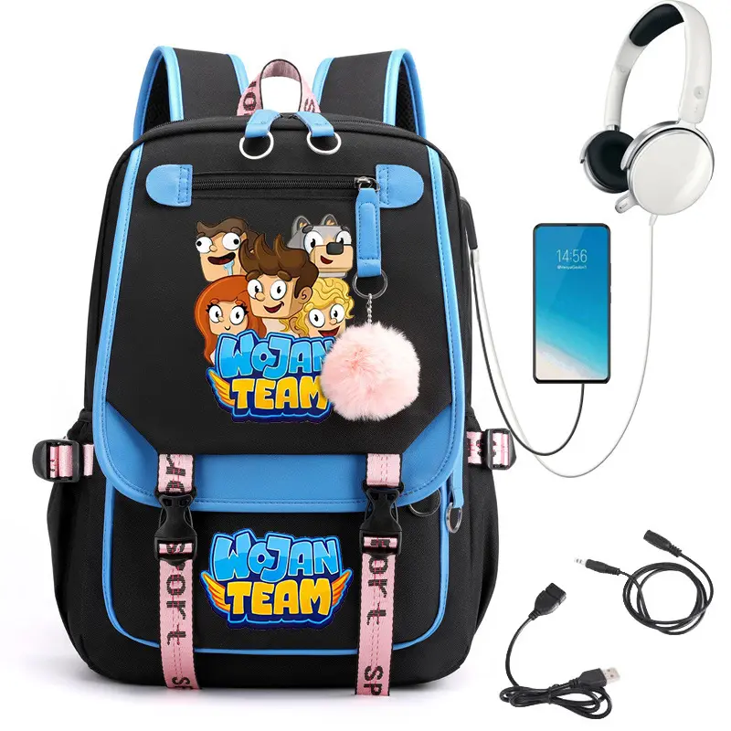Graphic Print Multi Function Backpack, Large Capacity Student School Bag, Casual Travel Backpack for Teens, Fashion Campus Daypack