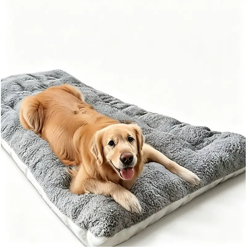 Extra Large Plush Dog Bed Sofa Cat Nest Dog Cage Mat Pad, Thickened Super Soft Polyester Pet Mat for Small, Medium & Large Cats & Dogs - Cute Rectangular Sofa Waterproof Dog Cat Bed Comfy Comfortable Non-slip Faux Fur Washable Anti-Anxiety Warm Detachable