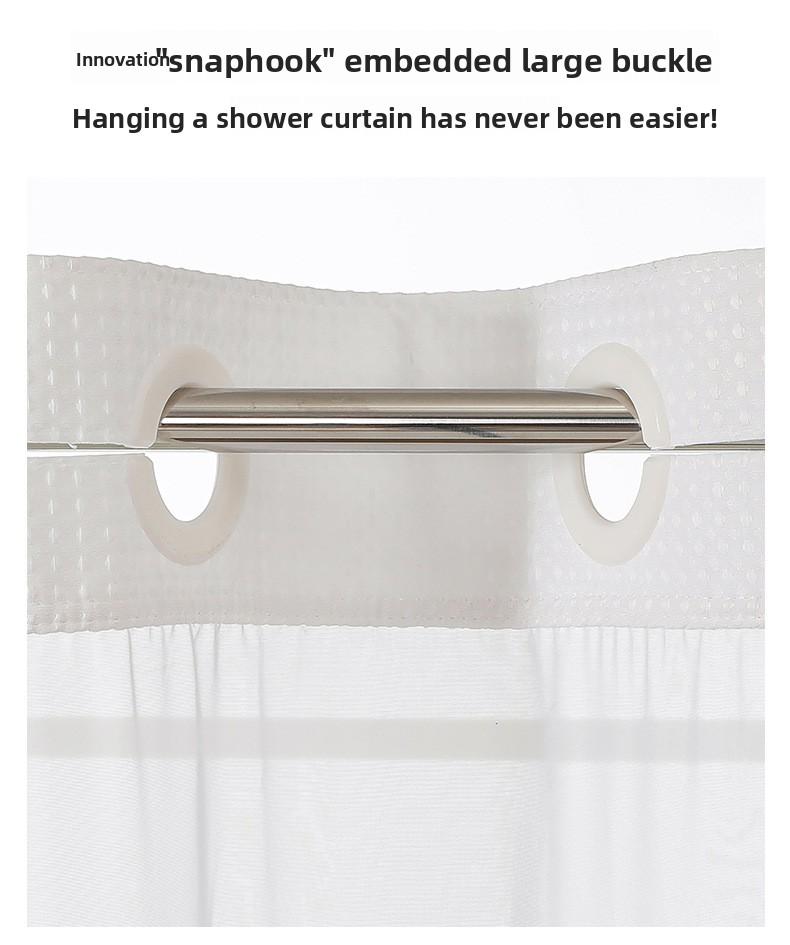 Waffle No Hook Double Layer Solid Color Shower Curtain with Sheer Waterproof Polyester Bath Curtain Detachable Suitable for Hotel Bathroom Partition