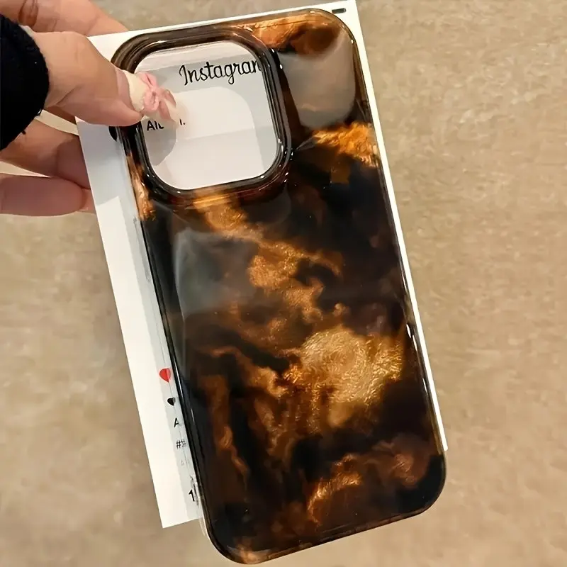 Vintage Amber Gold Phone Case, Tpu Material, Shockproof Full Coverage for iPhone 11-17 Pro/promax, Retro Design, Gift Idea