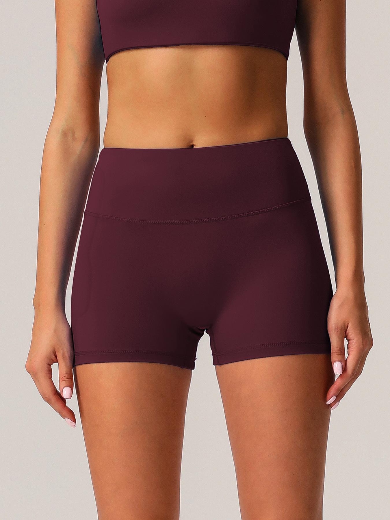 Women's Solid High Waist Gym Shorts, Elastic Waist Shorts, Casual Comfy Breathable Quick Drying Skinny Shorts for Yoga Gym Workout Running, Ladies Sportswear for All Seasons