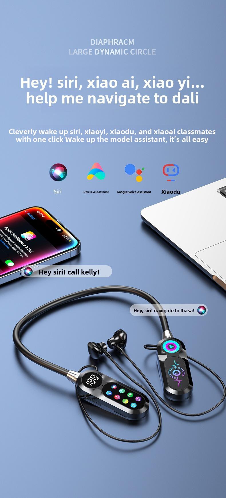 Wireless Neckband Bluetooth Headset for Singing Live Streaming with Real-Time Monitoring & Voice Changer, Long Battery Life & Display, Perfect for Karaoke/Gaming/Travel (No Brand) Portable Speaker Lights