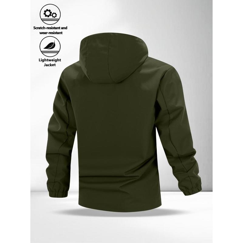 Men's Lightweight Hooded Jacket with Zipper Pockets, Breathable Comfort Fabric, Regular Fit, Daily Streetwear