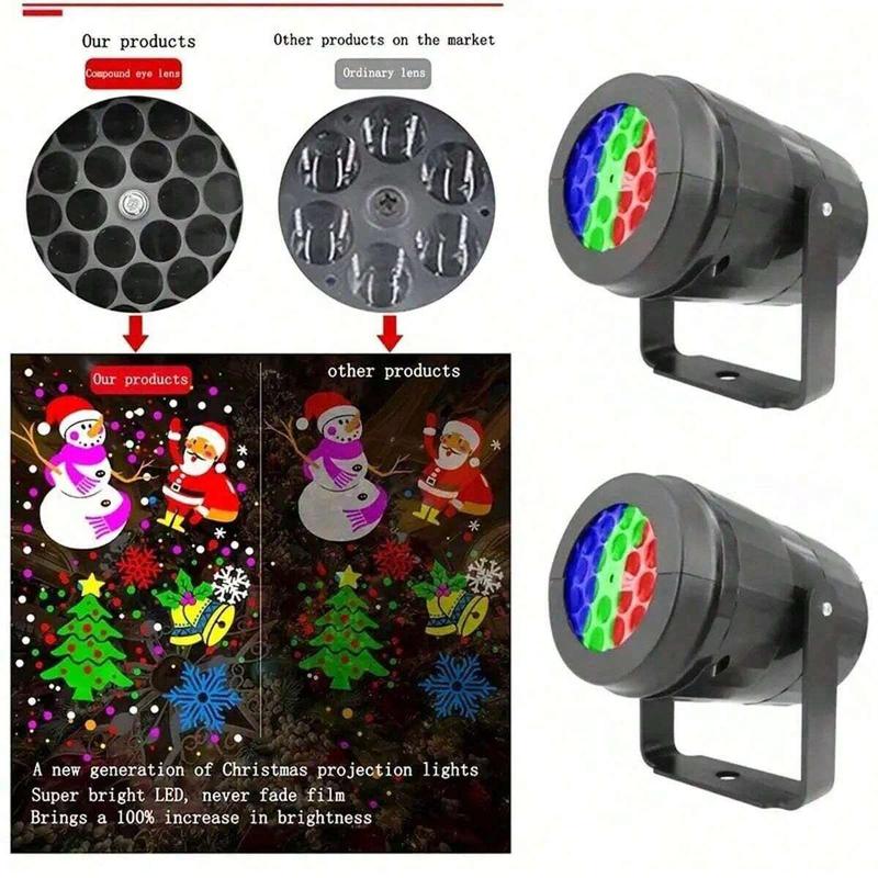 Christmas Projector USB Powered Rotating LED Stage Light, Outdoor Holiday Decoration, Christmas Tree Lighting, Festive Atmosphere Enhancer