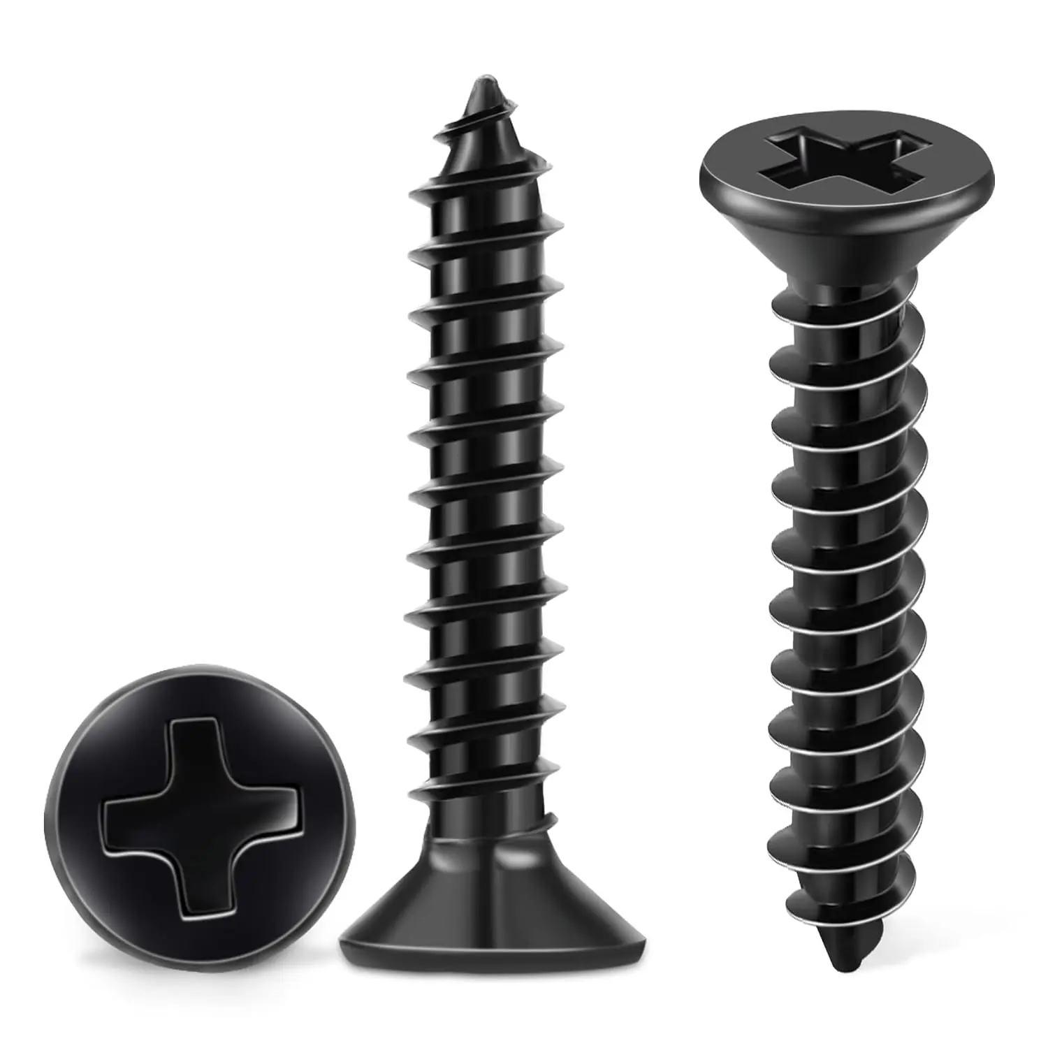 100 count #4 X 1/2 inch Stainless Steel 18-8 (A2)  Screws, Black Coated Flat  Phillips Full Threaded 0." Length Small Screw by