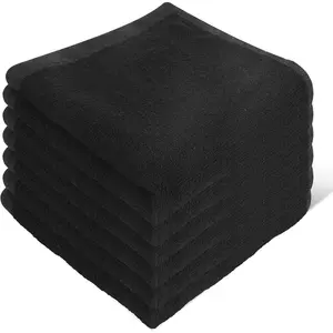6 Pack 12x12 Inch Microfiber Wash Cloth, Highly Absorbent Soft Fingertip Towels, Machine Washable for Bathroom, Gym, Hotel, Spa and Kitchen, Black