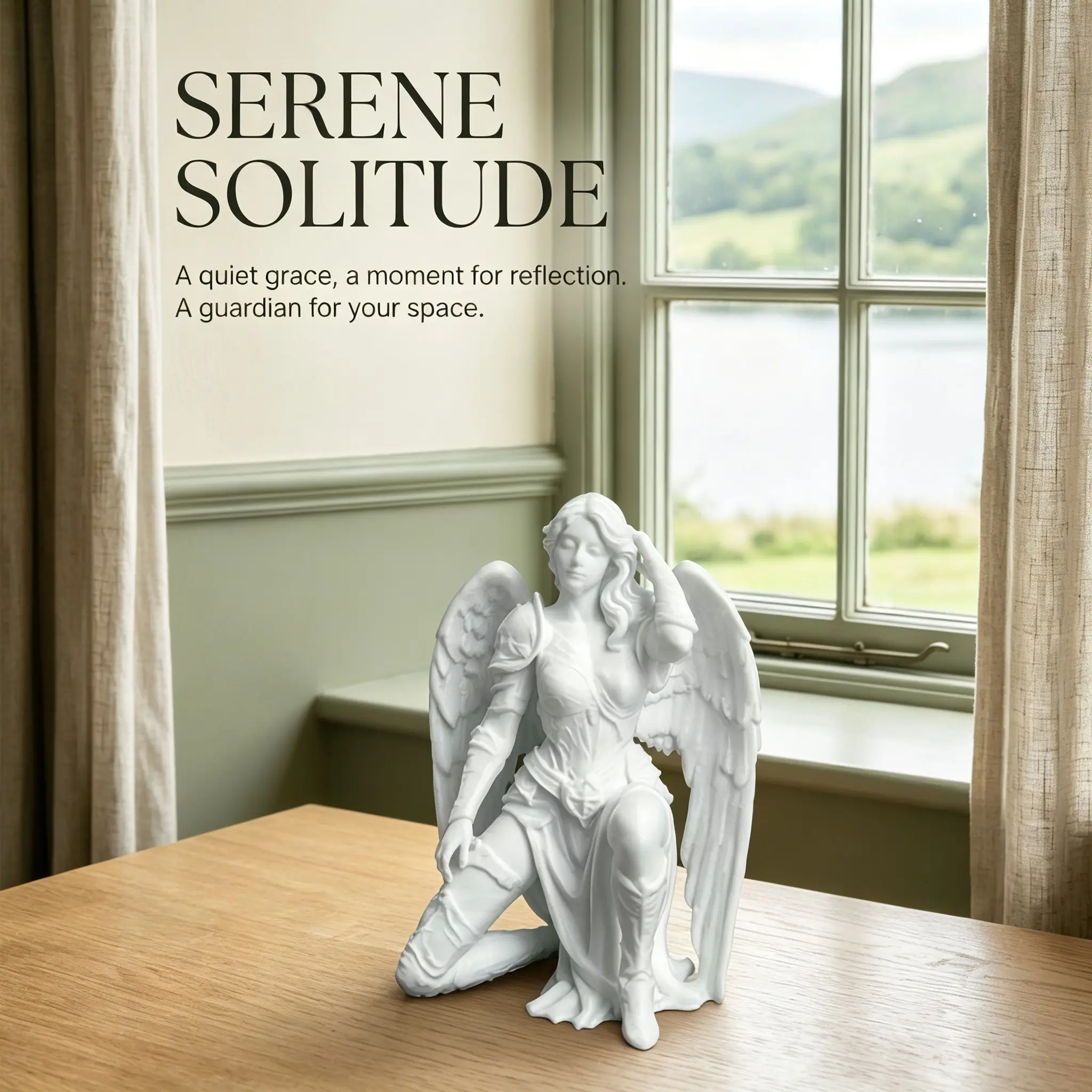 Collectible Angel Goddess Figurine, Single Kneeling Pose, Winged Armor, Perfect for Home Decor, Festive Gifts, Multi-Scene Decoration
