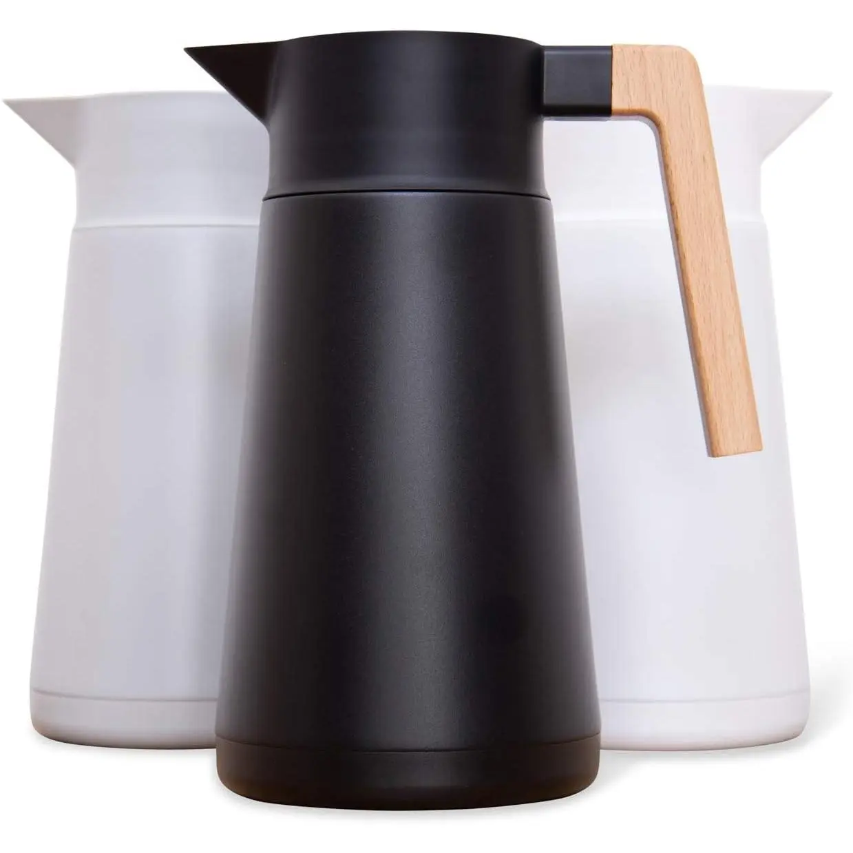 Thermal Coffee Carafe 68 Oz - Large Stainless Steel Insulated Carafe - 2 Liter Double Walled Vacuum Thermos Coffee and Beverage Dispenser with Tea Infuser and Strainer (Black)