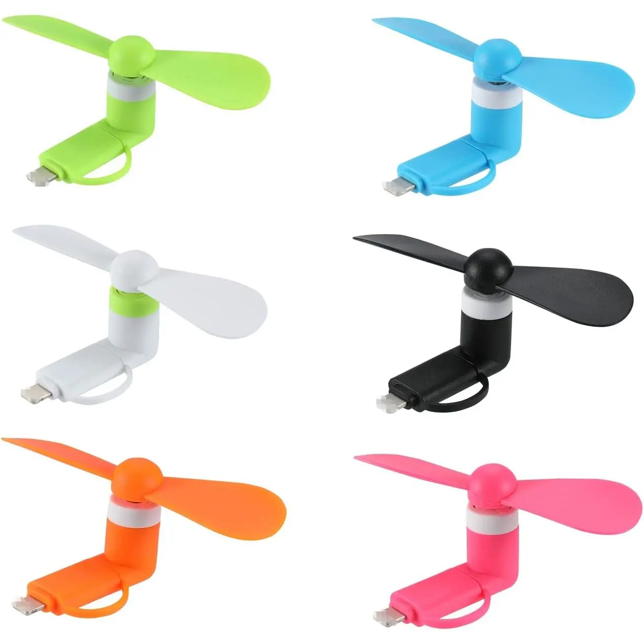 Mini Cell Phone Fan 2-in-1 Fan Compatible for , iPad, Android Smartphone,Tablet - Colorful and - Cell Phone Summer Accessories (6-Pack)