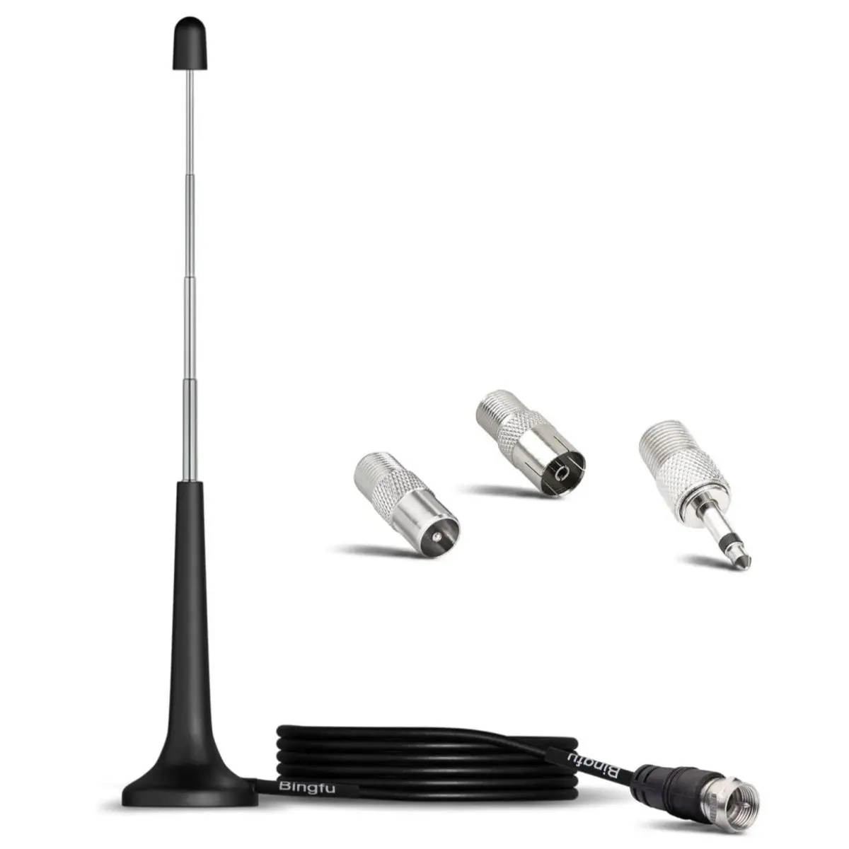 Dab Fm TV Radio Antenna with Telescopic Rod, HiFi AV Receiver and Stereo Amplifier, Suction Cup Antenna for Clear Reception