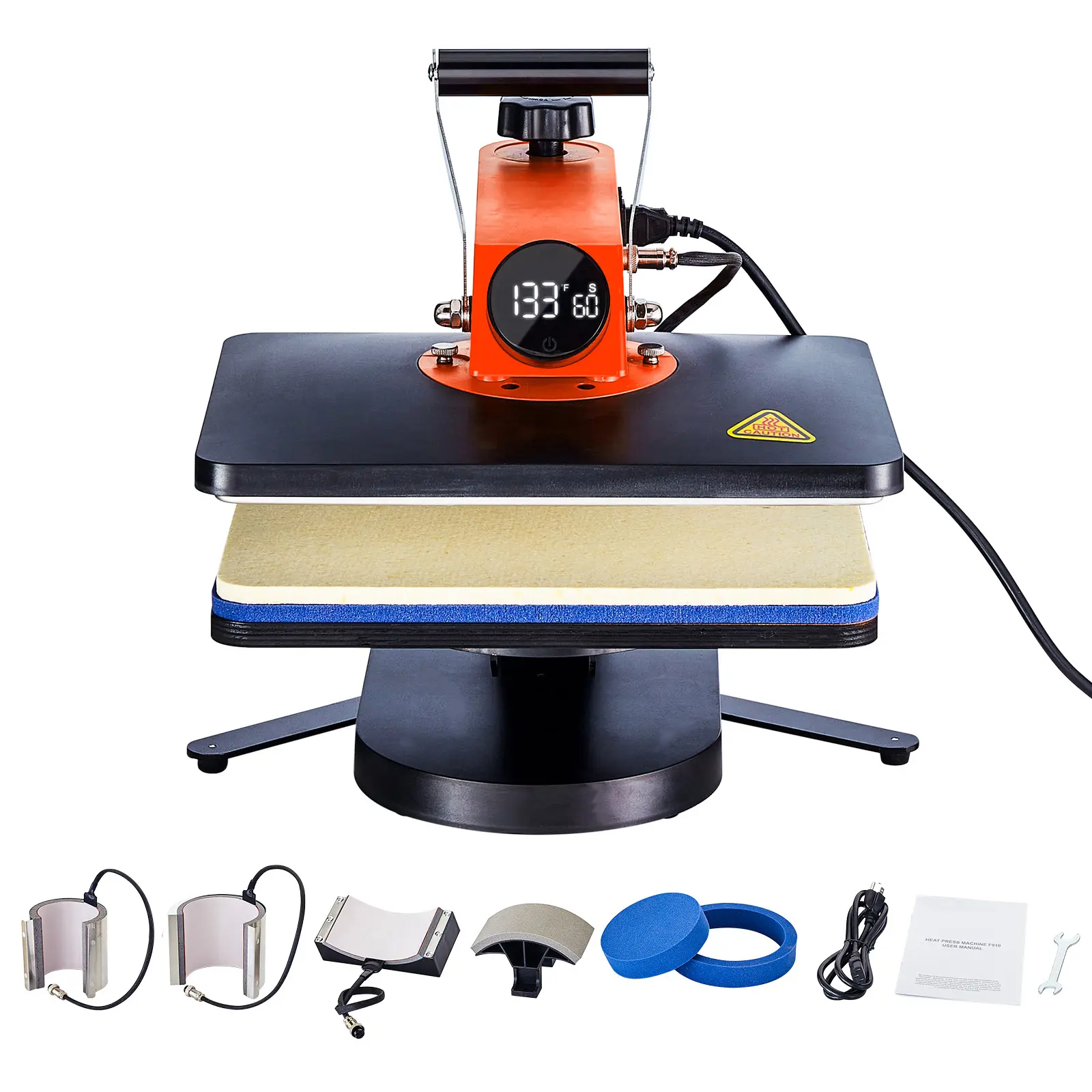 5-in-1 Heat Press Machine, 12" x 15" Fast Heating, 360 Swing Away Digital Sublimation Transfer, T-Shirt Vinyl Transfer Printer for Banners Canvas Bag Shirts Pillow Cups Tested to UL Standards
