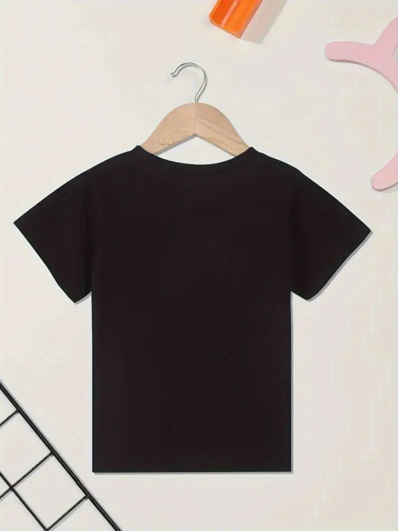 Youngsters' "They Not Like Us" Graphic Cotton T-Shirt - Vibrant Colorful Lettering, Soft & Comfortable Regular Fit Short Sleeve Tee for Boys & Girls, Black with Multicolor Geometric Design, Casual Round Neck All-Season Top, Teen Tshirts for Girls (3-13Y)