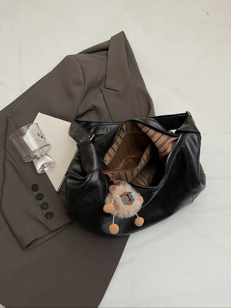 Women's Elegant Solid Color Tote Bag, Fashionable Large Capacity Shoulder Bag for Daily Used, Casual Trendy Versatile High-quality Daily Commuting Bag