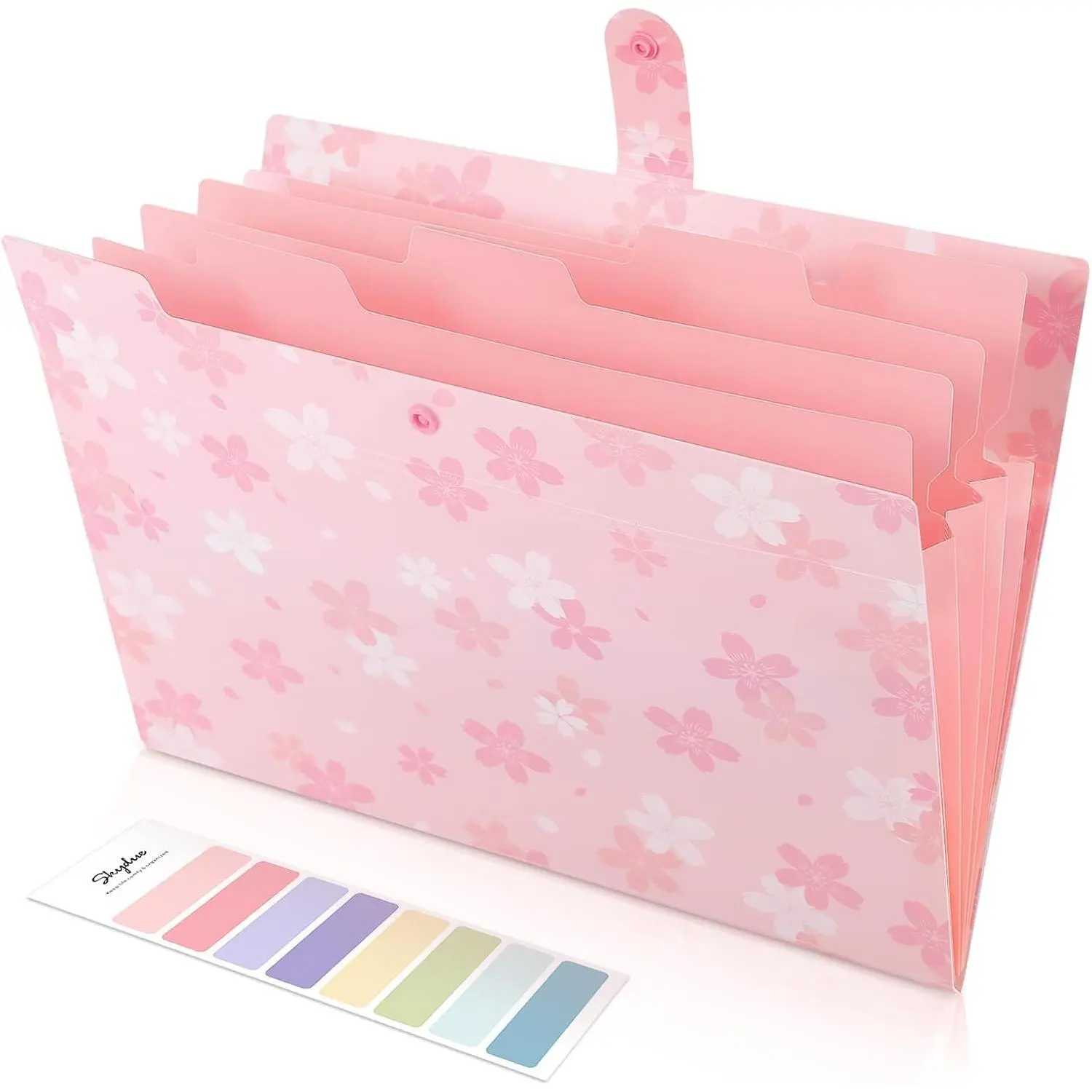 Expanding File Folder with 5 Pockets, Cute Accordion File Organizer, Portable Receipt Paper Documents Organizer, Letter Size Filing Folder School Office Supplies