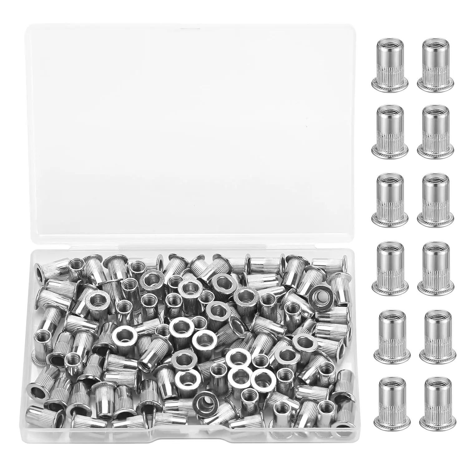 105 count M5 Rivet Nuts, M5 Threaded Inserts, Threaded Rivets, Nut Inserts, Stainless Steel Flat  Rivnuts, Metal Knurled Nutsert Set
