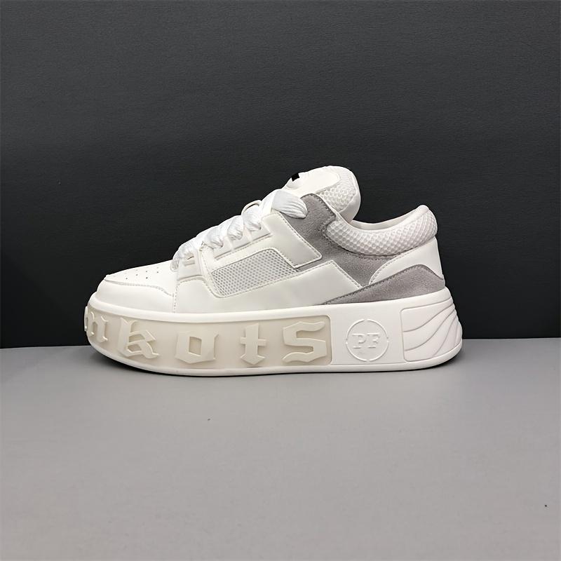 Men'S Casual "Mkots" Sneakers - Black & White Platform Skateboard Shoes with Lace-Up Closure, Non-Slip, Breathable, All-Season Comfort, Casual Walking Shoe |     Platform Sneakers |     Breathable Fabric