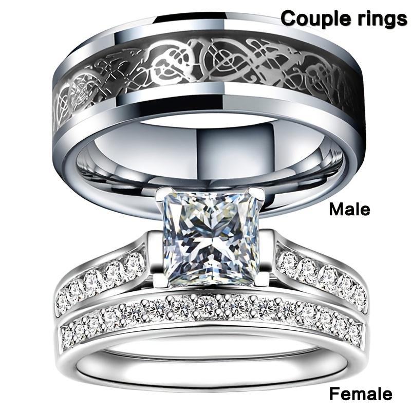Exquisite Couple's Stainless Steel Wedding Ring Set - Durable, Hypoallergenic, and Comfortable - Perfect Valentine's Day Gift for Her and Him