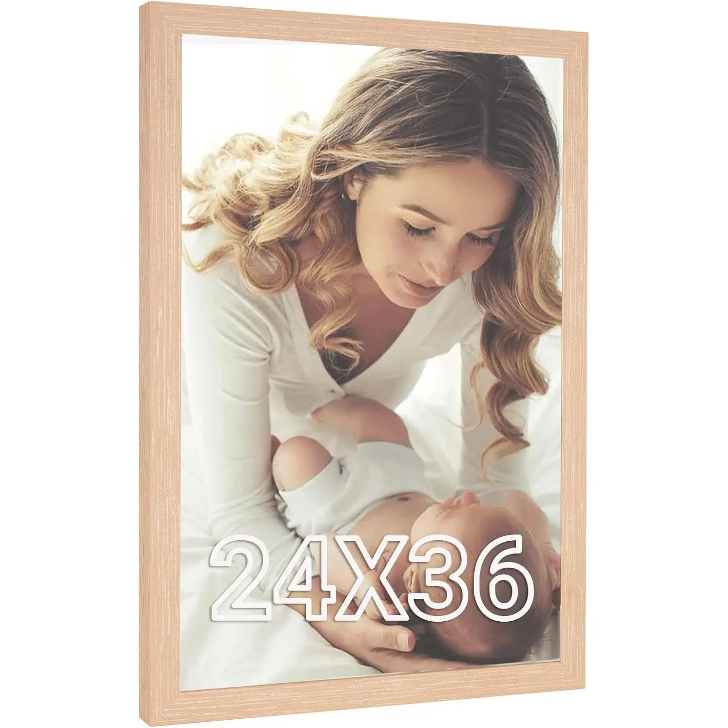 Natural 24x36 Poster Frames, Rustic Woodgrain 36x24 Picture Frame Beige, Extra Large 24 by 36inch Gallery Family Concert Portrait Photo Frames Anniversary/Birthday/Wedding/Thank you/Christmas Gift
